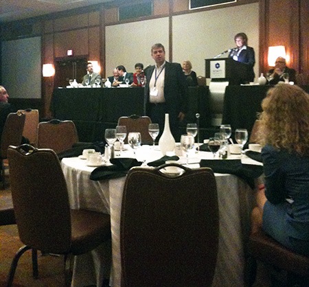 Dr. Bert Wolfs, Academic Dean of SBS, giving a speech at theIACBE Banquet Dinner held in Baltimore, MD