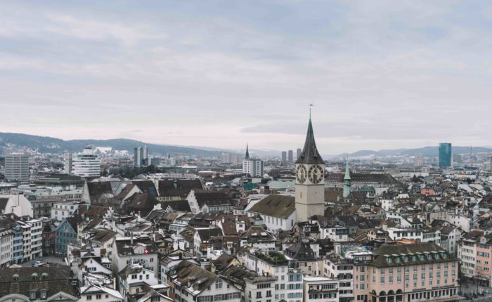 top view of the city of Zurich in Switzerland