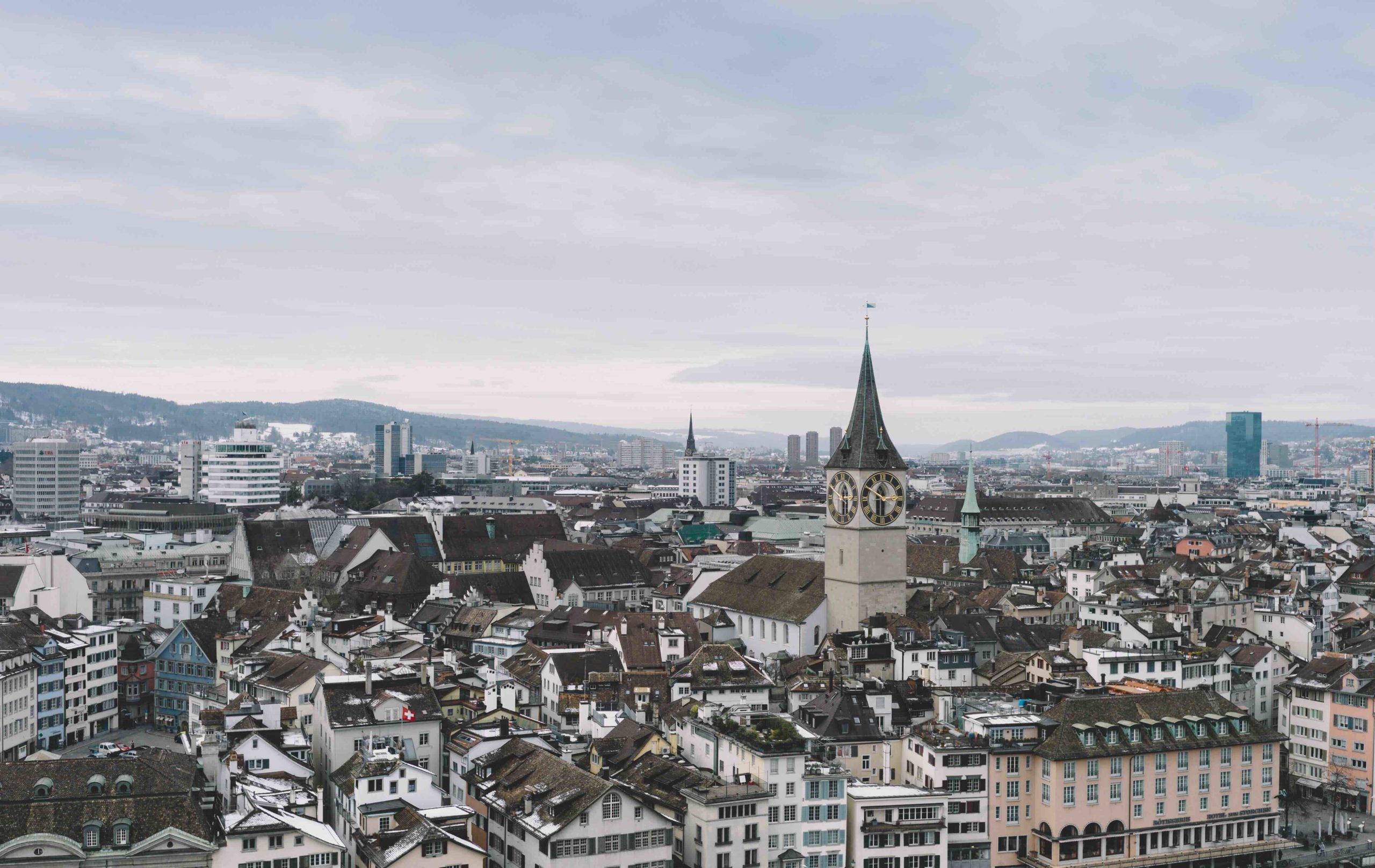 top view of the city of Zurich in Switzerland