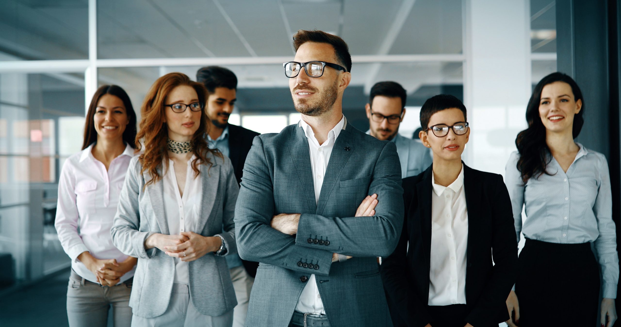 a group of professionals reaching success